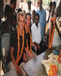 Company gathering with guests